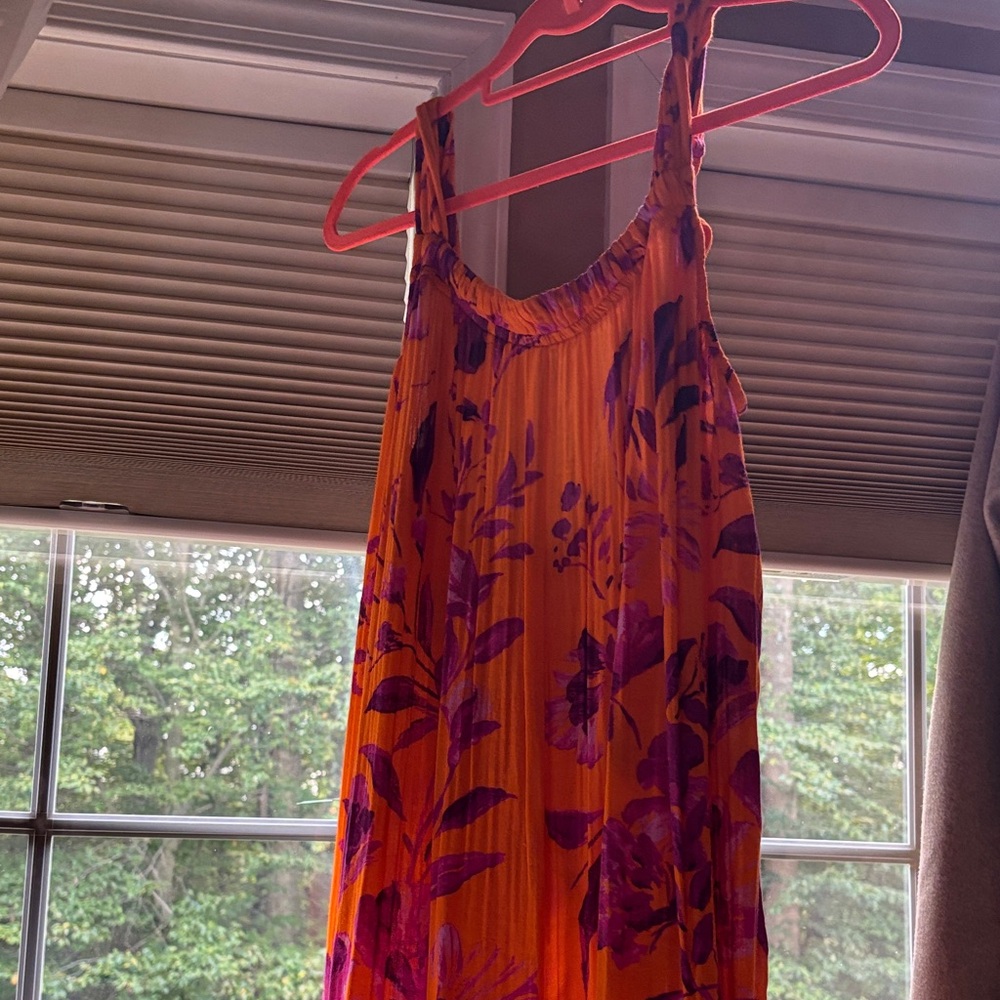 Anthropologie Orange and Purple Maxi Dress